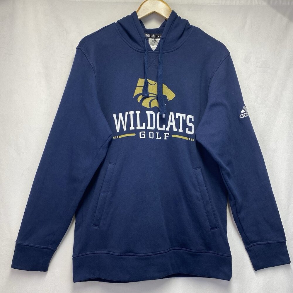 Adidas Wildcats Golf Logo Hooded Pullover Sweatshirt Men Medium Navy W/ Pockets